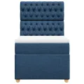 cadre de lit avec matelas Bleu 90x200 cm Tissu