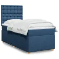 cadre de lit avec matelas Bleu 90x200 cm Tissu