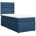 cadre de lit avec matelas Bleu 90x200 cm Tissu