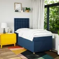 cadre de lit avec matelas Bleu 90x200 cm Tissu