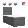 cadre de lit avec matelas Gris foncé 90x200 cm Tissu