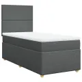 cadre de lit avec matelas Gris foncé 90x200 cm Tissu
