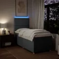 cadre de lit avec matelas Gris foncé 90x200 cm Tissu