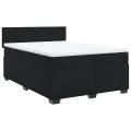 cadre de lit et matelas Noir 160x200 cm Velours
