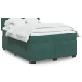 cadre de lit et matelas Vert foncé 140x200cm Velours