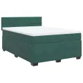 cadre de lit et matelas Vert foncé 140x200cm Velours