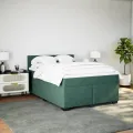 cadre de lit et matelas Vert foncé 140x200cm Velours
