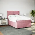cadre de lit avec matelas Rose 140x200 cm Velours