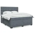cadre de lit et matelas Gris foncé 180x200cm Velours