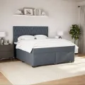 cadre de lit et matelas Gris foncé 180x200cm Velours