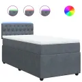 cadre de lit et matelas Gris foncé 80x200 cm Velours