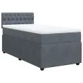 cadre de lit et matelas Gris foncé 80x200 cm Velours