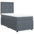 cadre de lit et matelas Gris foncé 80x200 cm Velours