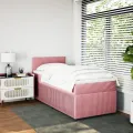 cadre de lit et matelas Rose 80x200 cm Velours
