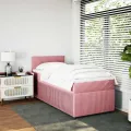cadre de lit et matelas Rose 80x200 cm Velours