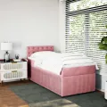 cadre de lit et matelas Rose 80x200 cm Velours