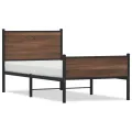 Cadre de lit en métal sans matelas chêne marron 75x190 cm
