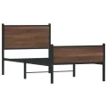 Cadre de lit en métal sans matelas chêne marron 75x190 cm