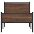 Cadre de lit en métal sans matelas chêne marron 75x190 cm