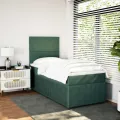 cadre de lit et matelas Vert foncé 80x200 cm Velours