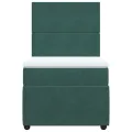 cadre de lit et matelas Vert foncé 80x200 cm Velours