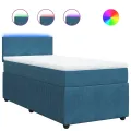 cadre de lit avec matelas bleu 80x200 cm velours