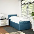 cadre de lit avec matelas bleu 80x200 cm velours