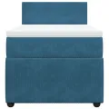 cadre de lit avec matelas bleu 80x200 cm velours