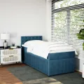 cadre de lit avec matelas bleu 80x200 cm velours
