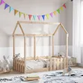 Cadre de lit d'enfants forme de maison sans matelas pin massif
