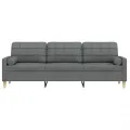 Canapé 3 places avec oreillers gris foncé 210 cm tissu