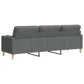 Canapé 3 places avec oreillers gris foncé 210 cm tissu