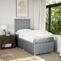 cadre de lit et matelas Gris clair 90x190 cm Tissu