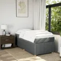 cadre de lit et matelas Gris foncé 90x190 cm Tissu