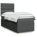 cadre de lit et matelas Gris foncé 90x190 cm Tissu
