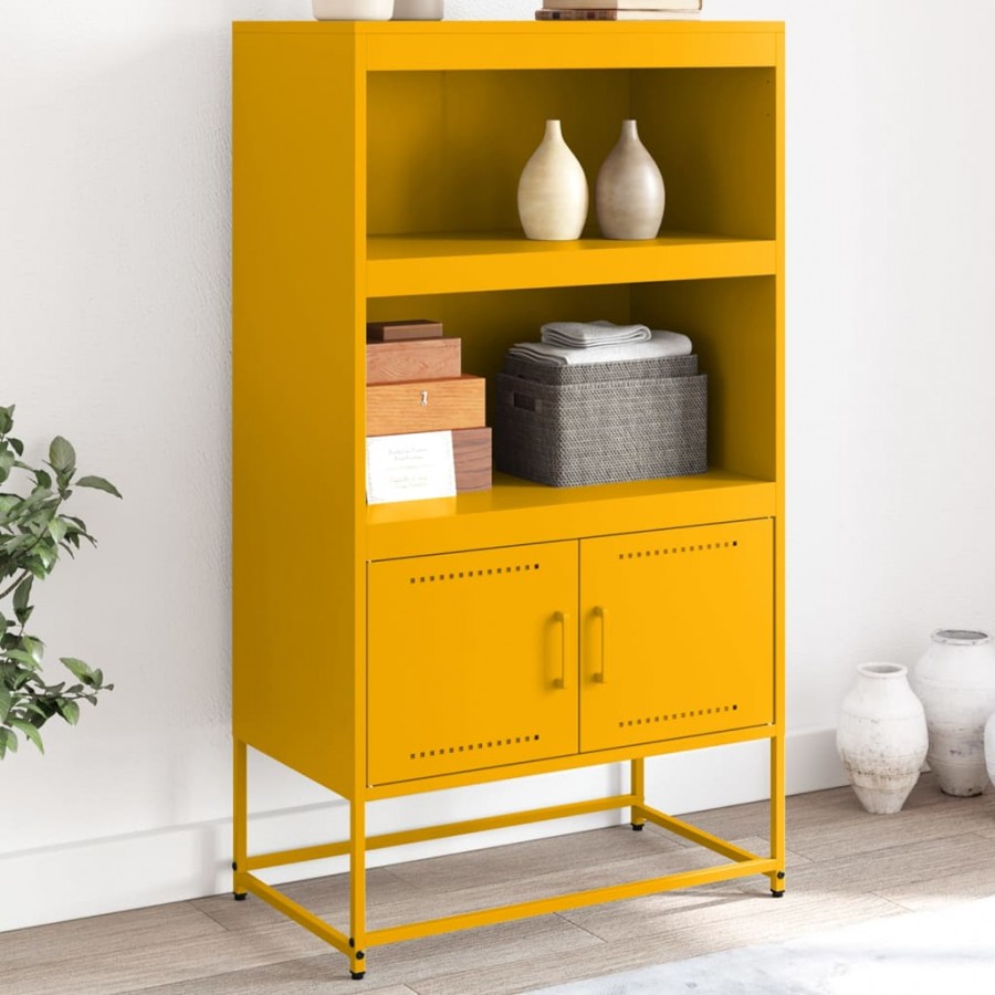 Buffet haut jaune moutarde 68,5x38,5x123,5 cm acier