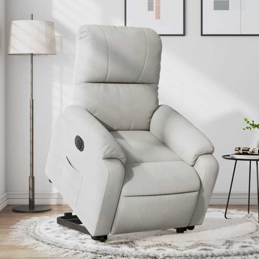 Fauteuil inclinable électrique gris clair tissu microfibre