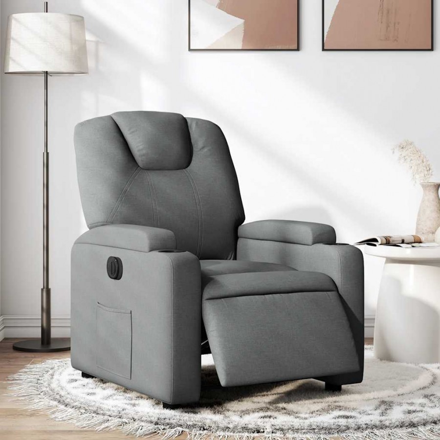 Fauteuil inclinable électrique Gris foncé Tissu