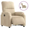 Fauteuil inclinable électrique crème tissu microfibre
