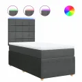 cadre de lit et matelas Gris foncé 90x190 cm Tissu
