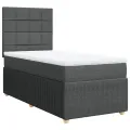 cadre de lit et matelas Gris foncé 90x190 cm Tissu