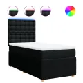 cadre de lit avec matelas Noir 90x190 cm Tissu