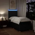 cadre de lit avec matelas Noir 90x190 cm Tissu