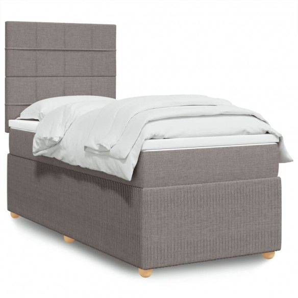 Sommier à lattes de lit avec matelas Taupe 90x190 cm Tissu