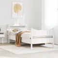 Cadre de lit avec tête de lit blanc 90x190cm bois de pin massif