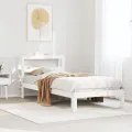 Cadre de lit avec tête de lit sans matelas blanc 90x200 cm