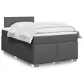 cadre de lit avec matelas Gris foncé 120x200cm Tissu