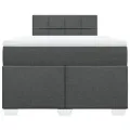 cadre de lit avec matelas Gris foncé 120x200cm Tissu