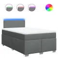 cadre de lit avec matelas Gris foncé 120x200cm Tissu