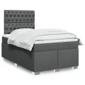 cadre de lit avec matelas Gris foncé 120x200cm Tissu